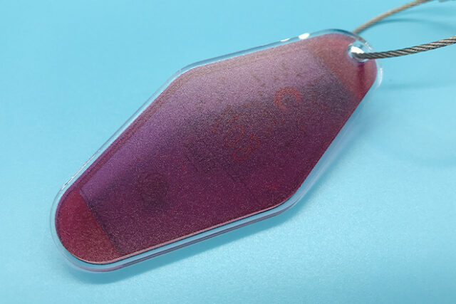 月とバラが描かれた深紫のモーテルキー