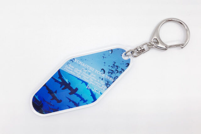 サメと気泡が漂う海の世界を切り取ったモーテルキー