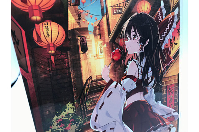 ちょうちんが照らす街と少女を描いたアクリルパネル