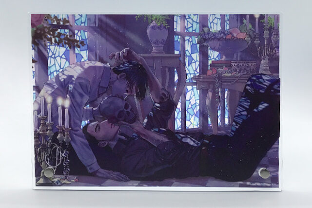 洋館の光彩に包まれた二人を描くアクリルパネル