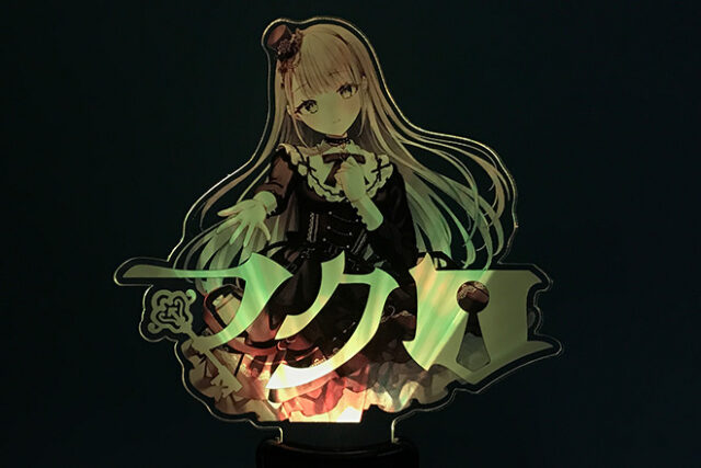 なびく髪が美しい女性を描いたオリジナル型アクリルペンライト